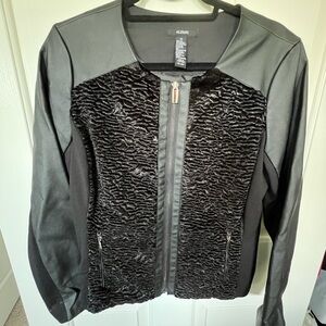 Alfani Black Leather Jacket with Textured Panels